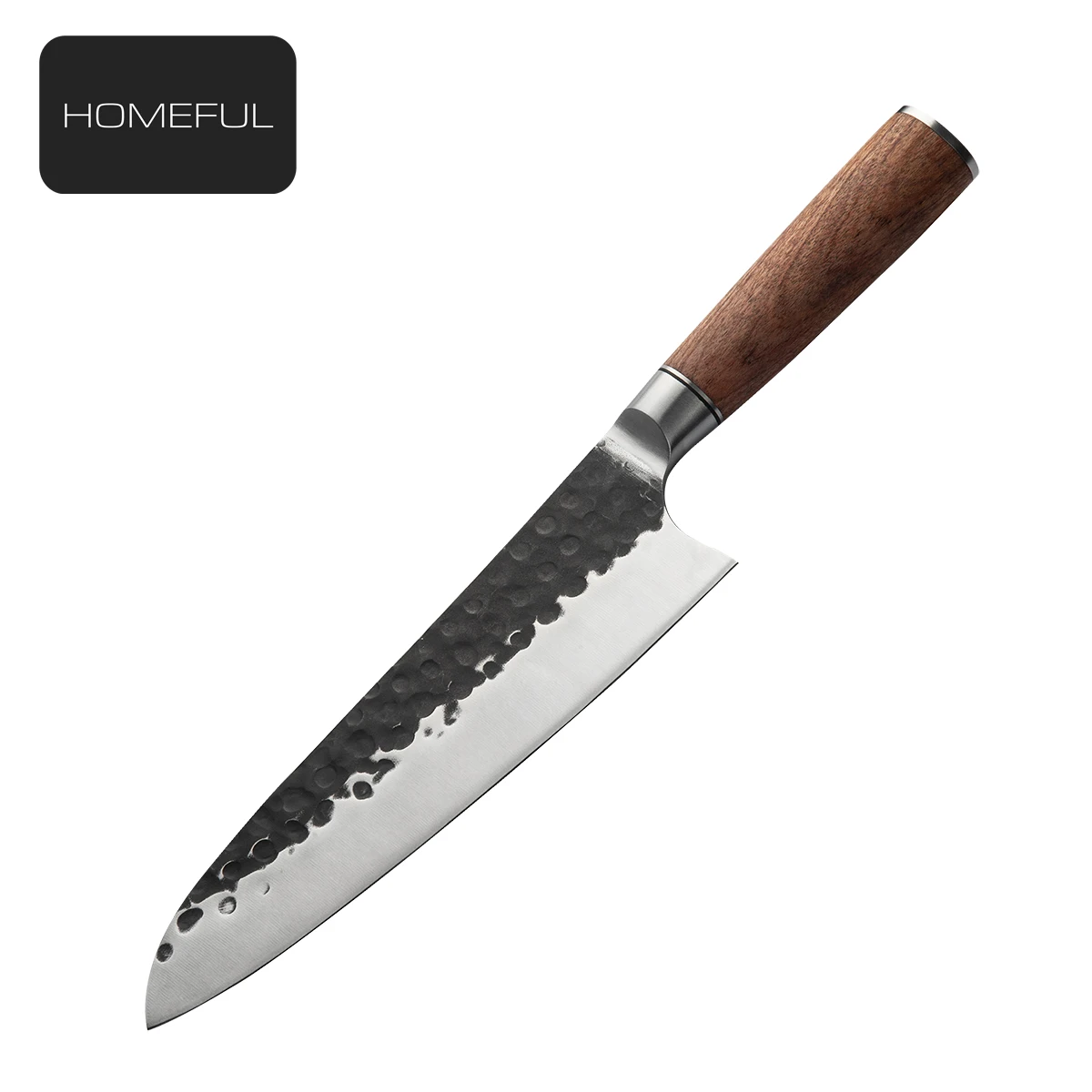 Stainless steel hand-forged hammered steel head chef knife double steel head knife meat cleaver with wooden handle