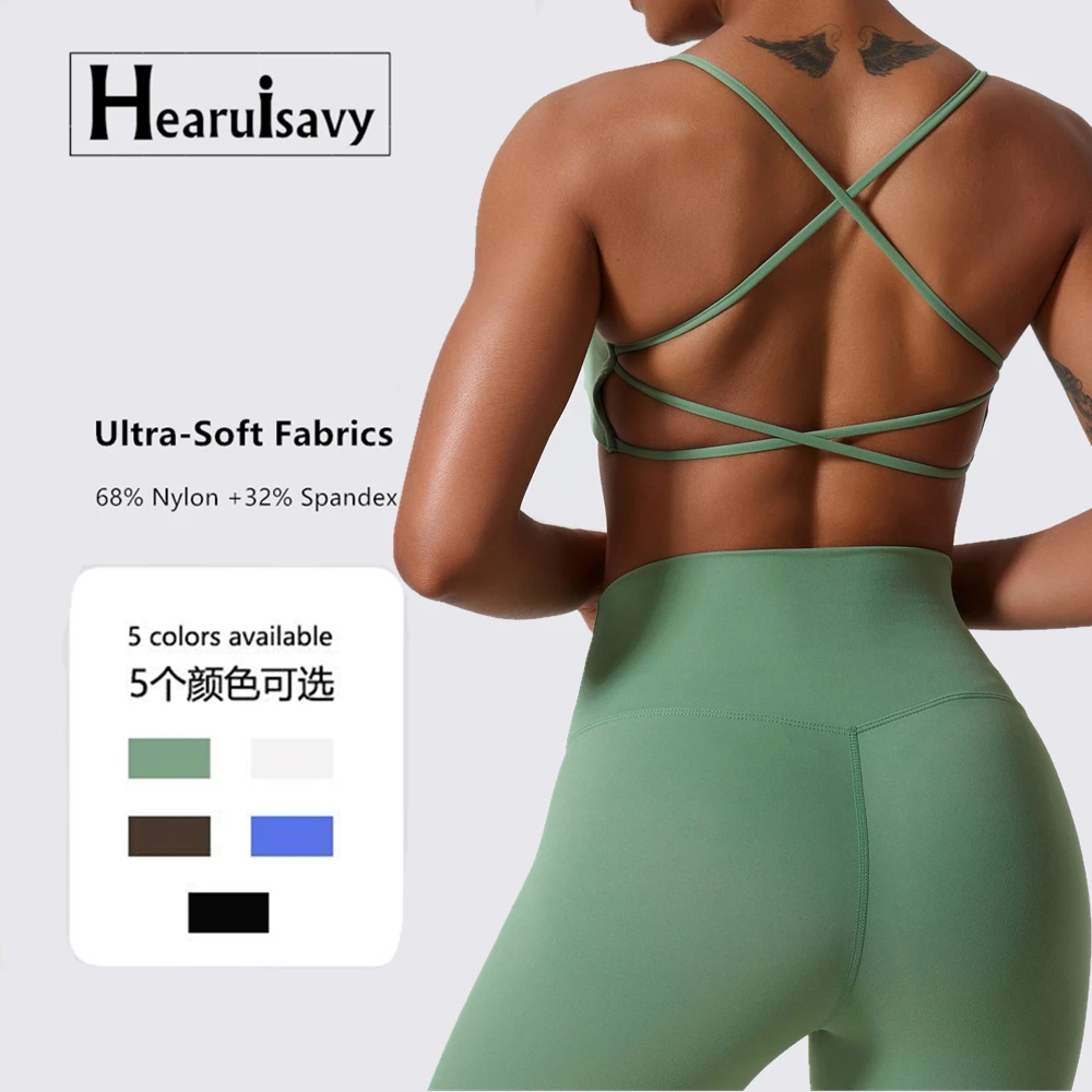 Sexy Soft Gym Fitness Wear Athletic Clothing Women Cross Back Backless Sport Bras Padded Workout Yoga Crop Tank Top