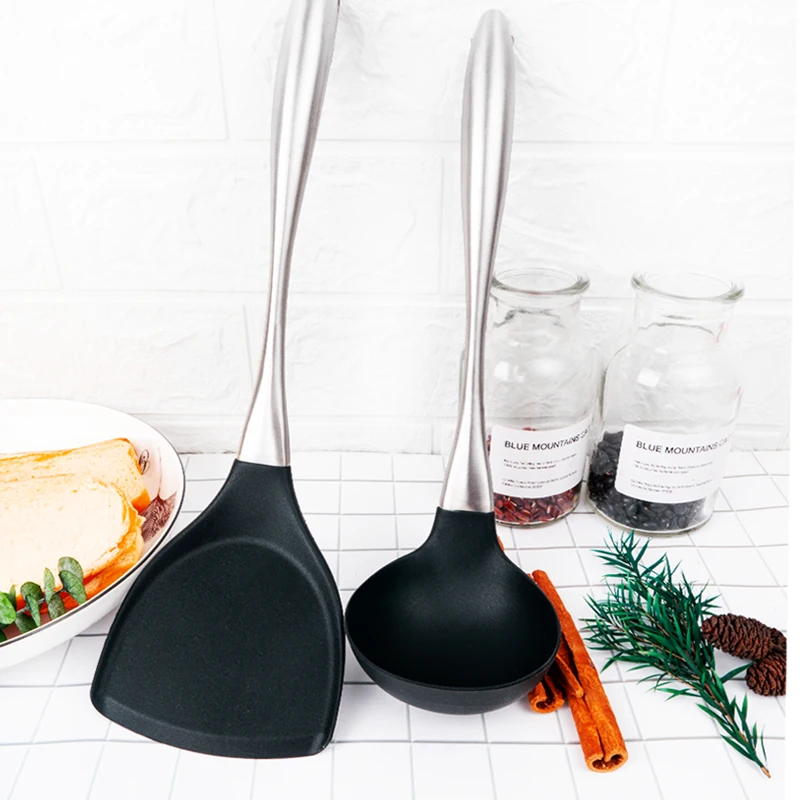 Stainless Steel Silica Gel Spatula Induction Cooker Appliance Thickening Cooking Scoop Shovel