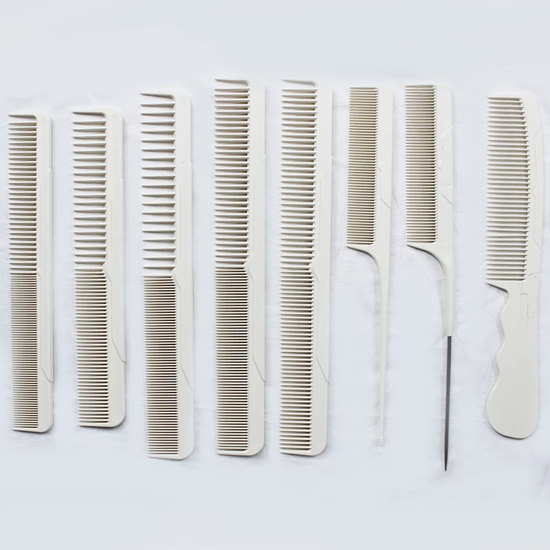 Private Brand Plastic Comb Hairdressing Styling Salon Carbon Fiber Cutting brush Anti Static High Heat Resistant White combs