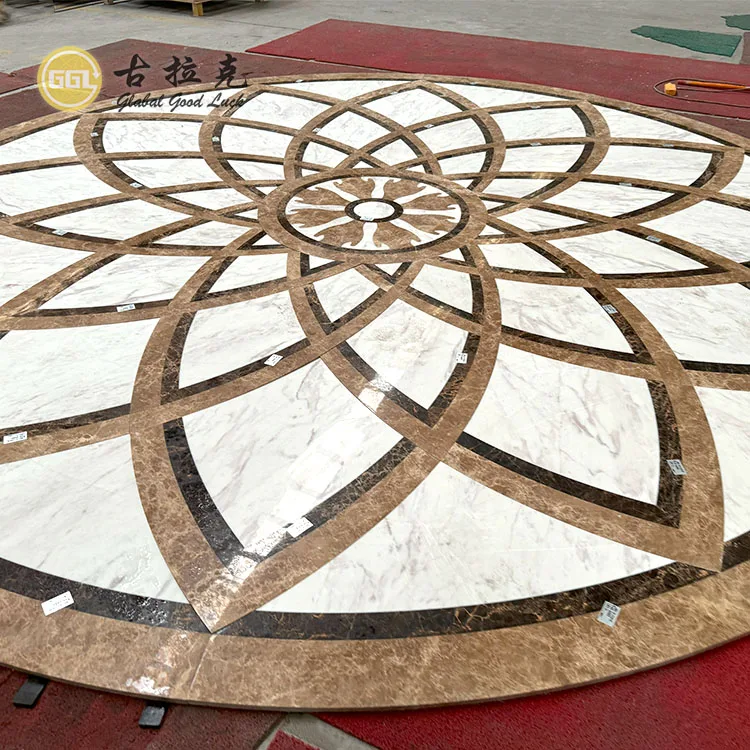 Luxury Mosaic Tile Medallions Motif Pattern Floor Design Waterjet Marble Mosaic Tile Flooring