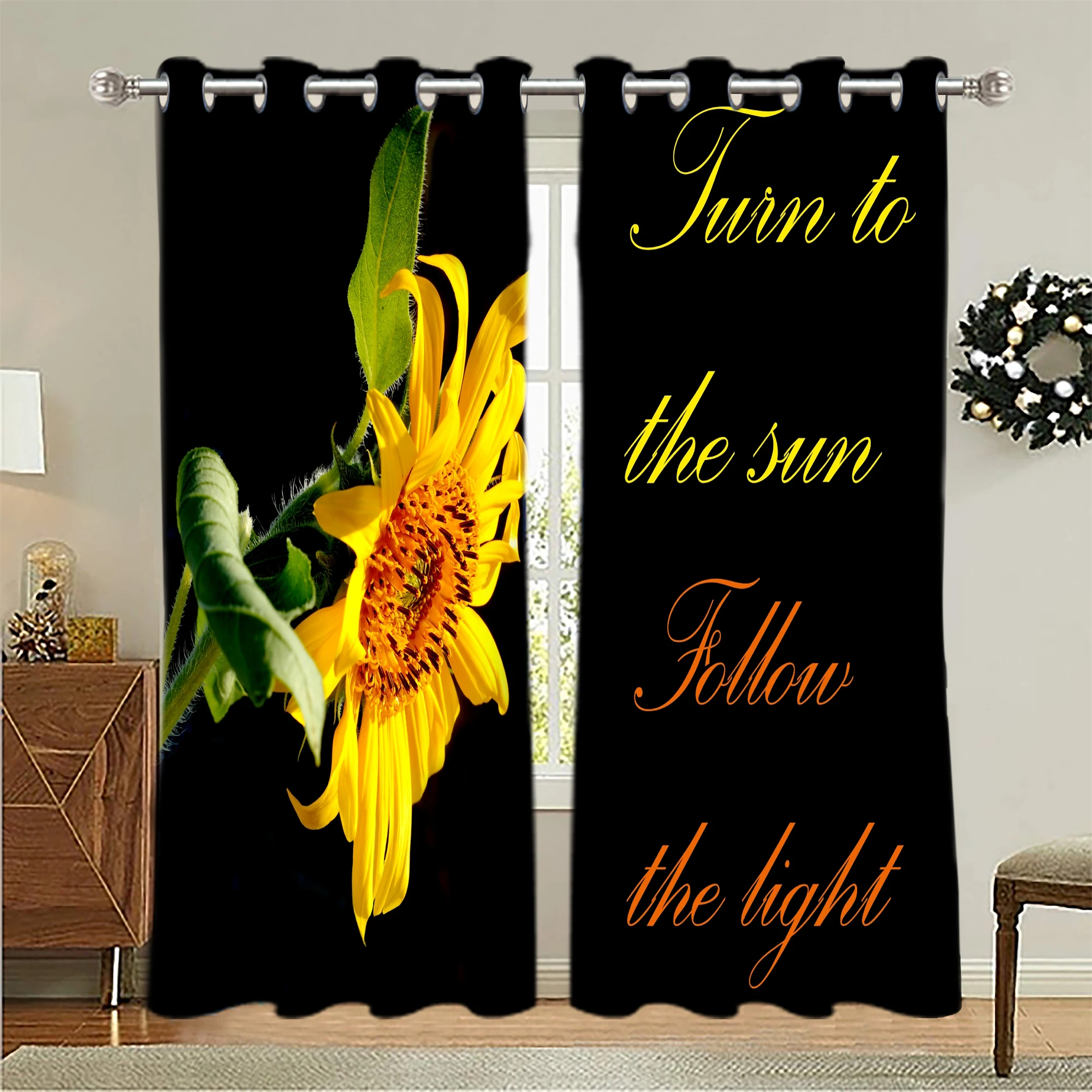 Home Office Artistic Decor with Vivid Floral Painting Thermal Insulated  Blackout Curtains