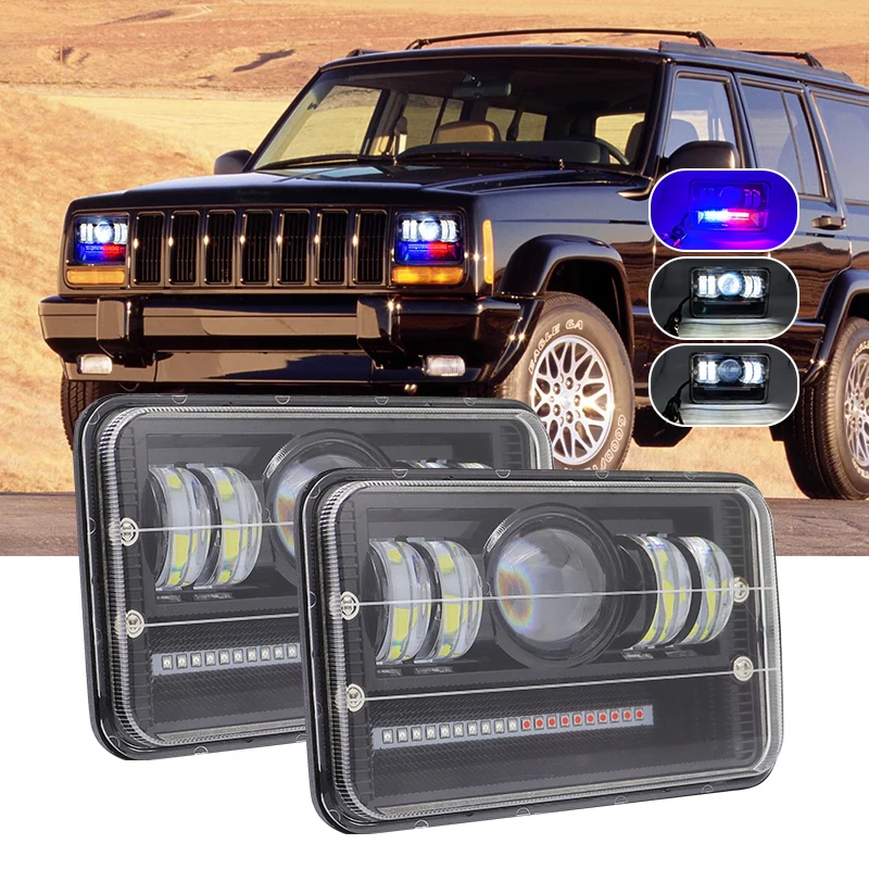 7 inch 40w car led headlight red and blue warning light For Car Headlight Auto DRL High/low Flashing Light Off-road Truck JEEP