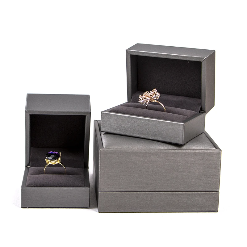High-end Right Angle Brushed PU Leather Jewelry Packaging Ring Box Necklace Pendant Box Jewelry Box
