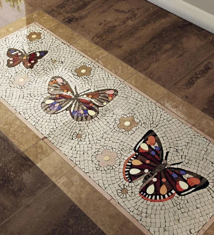 Custom beautiful butterfly marble flooring stone mosaic tile pattern