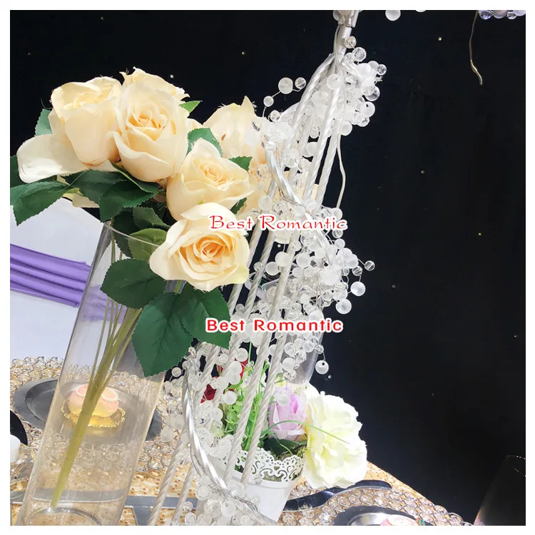 Y-Q061 Wholesale Acrylic Bead Metal Tree Healing Crystal Tree Centerpiece With Led Light For Wedding Event decoration
