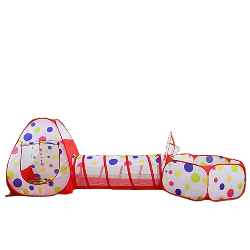 red dot Kids Play Tents Crawl Tunnel and Ball Pit Playhouse Tent  for gilrs