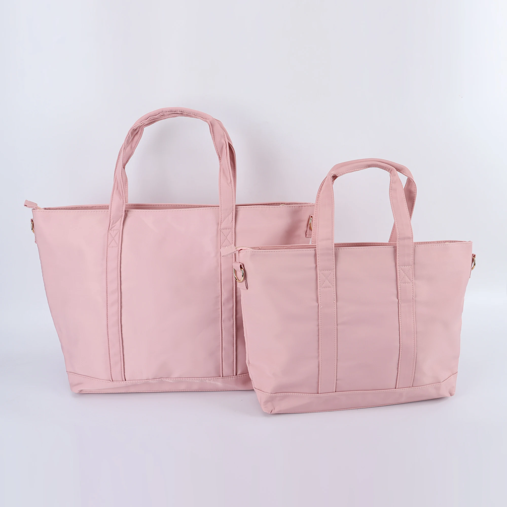 New Trendy Custom 8 Colors Zipper Adjustable Shoulder Strap Heavy Duty Waterproof Nylon Womens Pink Oversized Travel Tote Bag