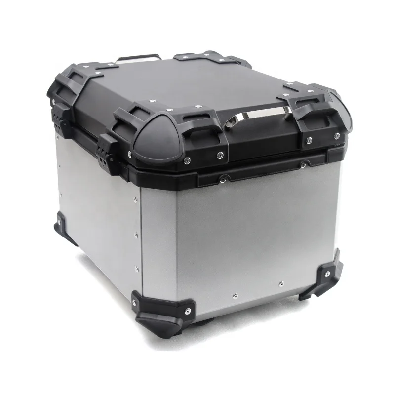 45L Aluminum Alloy Plate E-bike Motorcycle X Embossing Reactor Block Round Sliders Top Box Helmet Case Tool Box