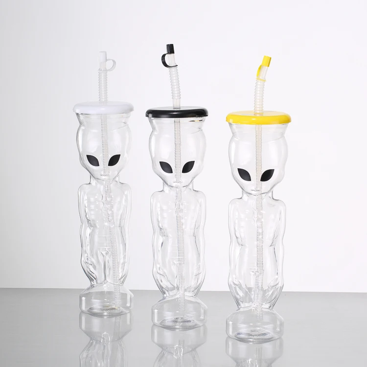 Custom Wholesale 850ml Plastic Party Cup Surreal Sci-Fi Punk Smoothie Bottle Custom Plastic Alien Cup pet tritan water bottle