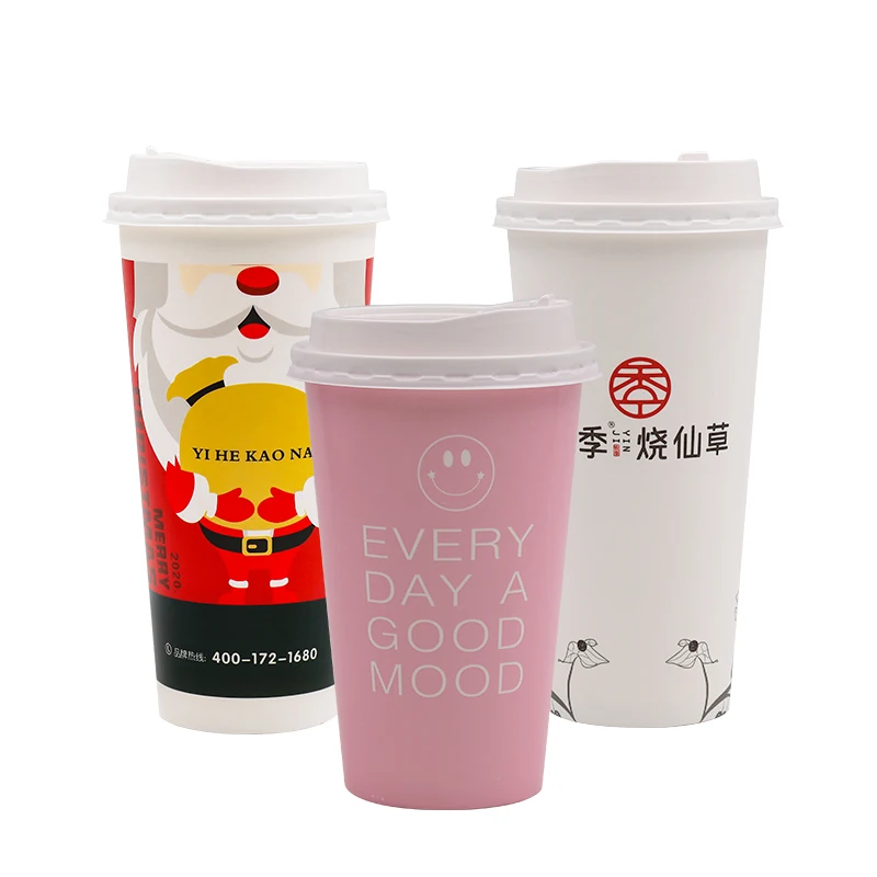  Hot selling design Custom Coffee shop d8oz 12oz 14oz 16oz 22oz Disposable Paper Cups Drink Printing Double