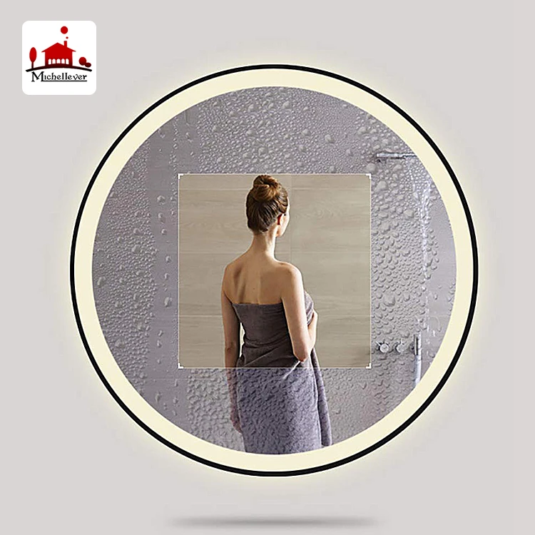 
in stock bathroom vanity metal framed round wall led edge lit round mirror inexpensive high-end hotel bathroom round led mirror 