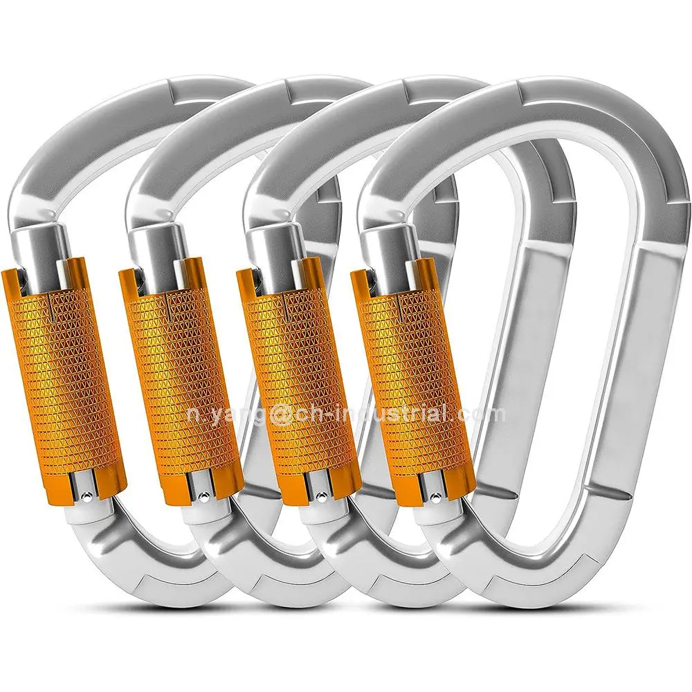 UIAA Certified Heavy Duty Twist Lock Carabiners Mountaineering D Shaped Hook Aluminum 7075 Auto Locking Climbing Carabiner Clips