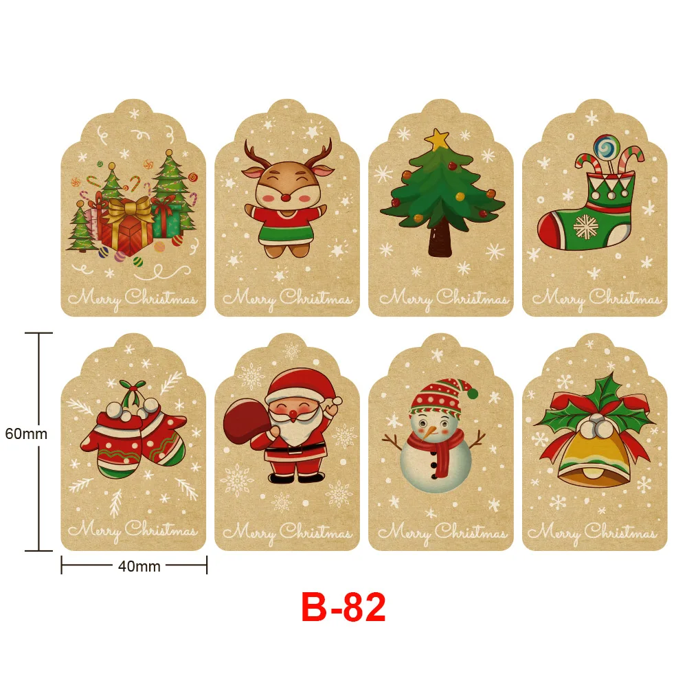 Wholesale For Festival Decoration Sticker 8 Design 300Pcs Stickers Kraft Paper Merry Christmas Santa Label