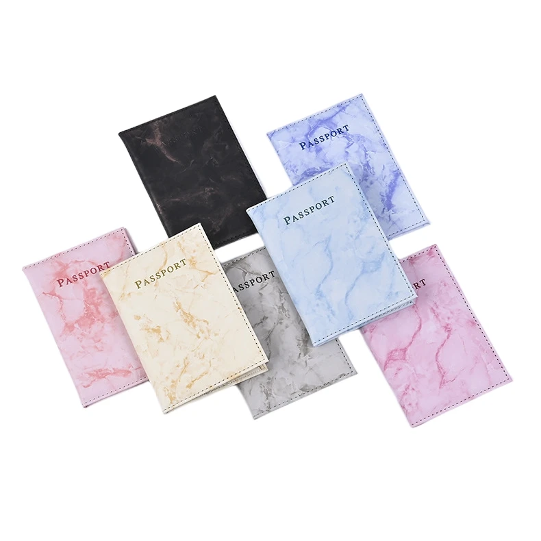 Wholesale PU leather passport holder marble pattern travel passport cover