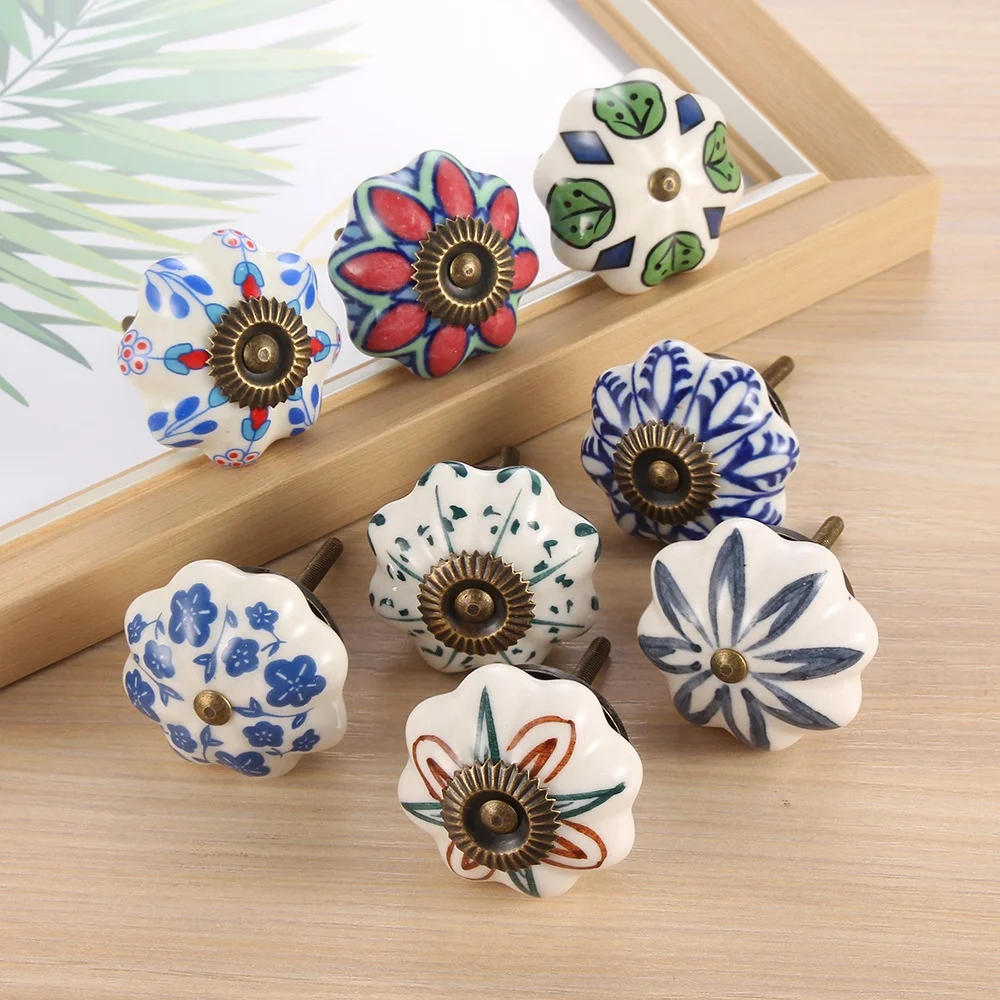 Ceramics Furniture Handles Hot Sale Style Drawer Pulls Antique Kitchen Vintage Knobs and Pulls Handles for Cabinets Handle
