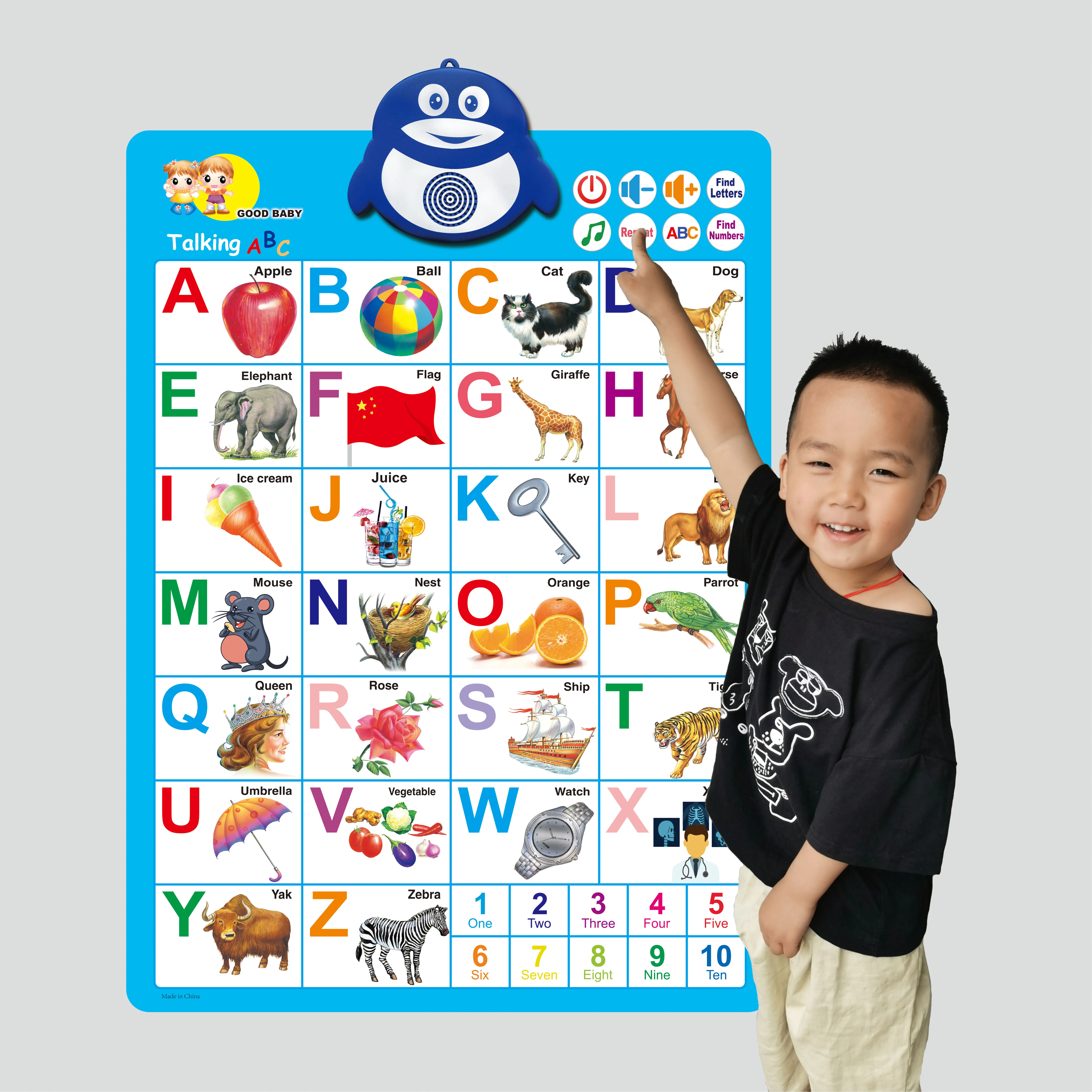 Talking ABC & 123 music poster for toddlers learning