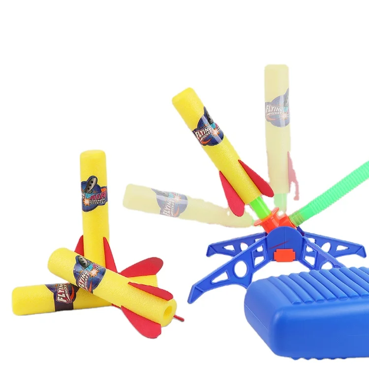 Tempo Toy Foam Rockets and Sturdy Launcher Stand Fun Outdoor Toy