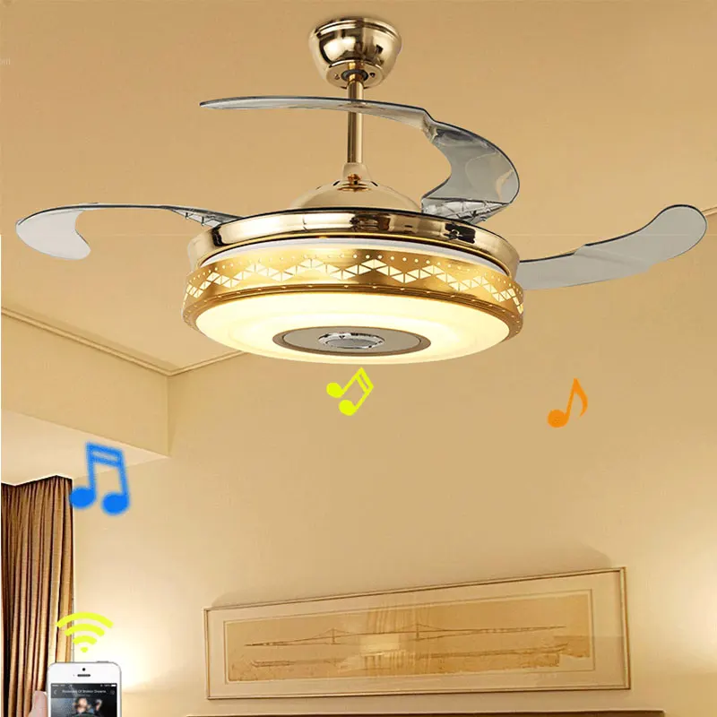 China OEM invisible blade living room decorative enclosed ceiling fans light lamp