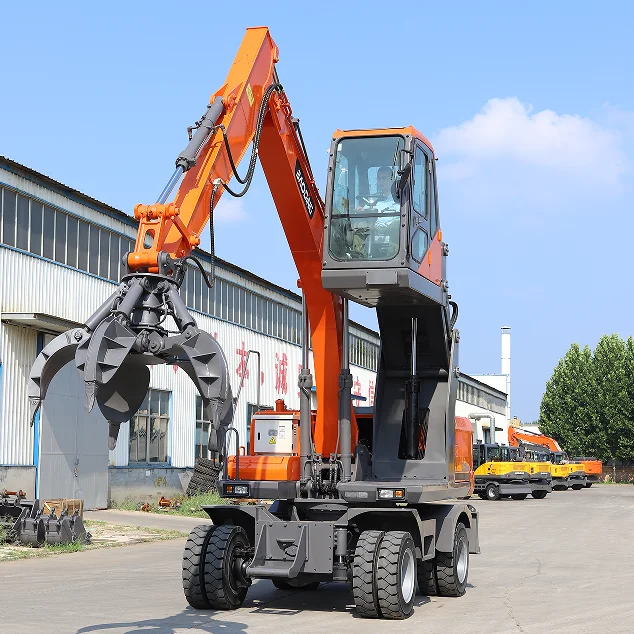 Колесный экскаватор 2*4 твердые шины 0 7 CBM ковш Cummins двигатель Kawasaki гидравлический зажим для утюга сливы 15 тонн