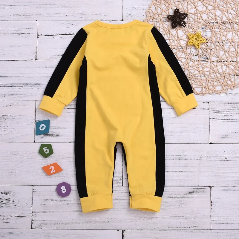 
ChengXi Martial Art Style Baby Yellow Long Sleeves Romper For Spring and Autumn Bruce Lee 