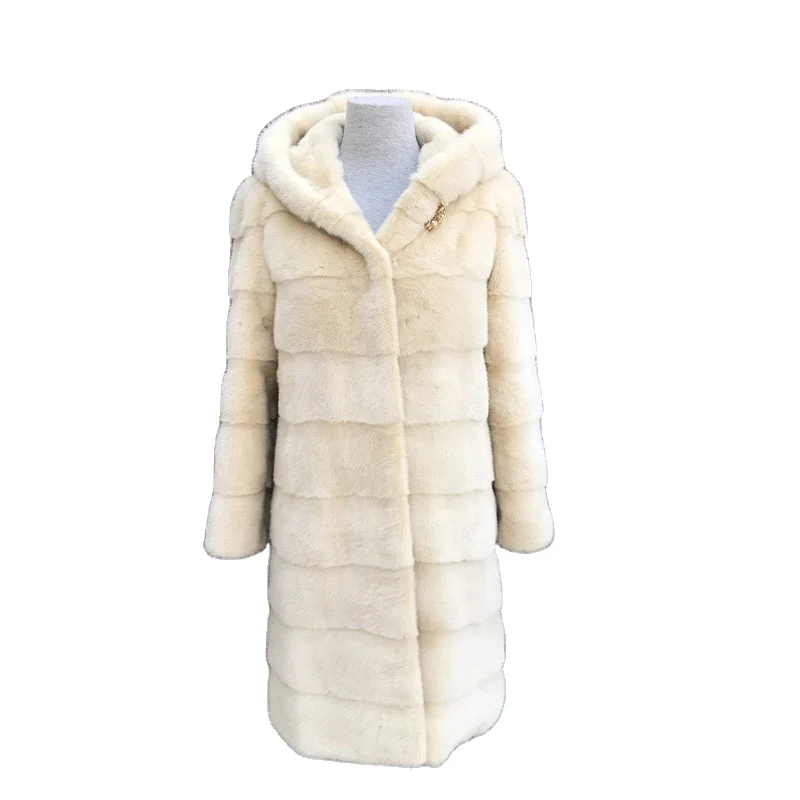 Fashion Designer Factory  New pelt light beige mink fur coats for women