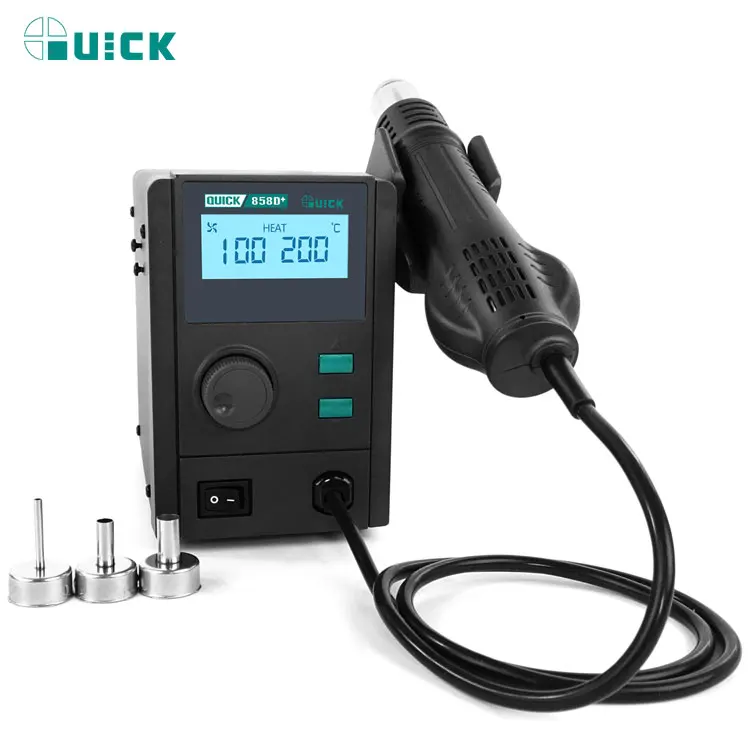 QUICK 858D+ 220V 700W Hot Air Soldering Station LED Digital Display Soft Wind Hot Air Heat Gun SMD BGA Rework Station tools