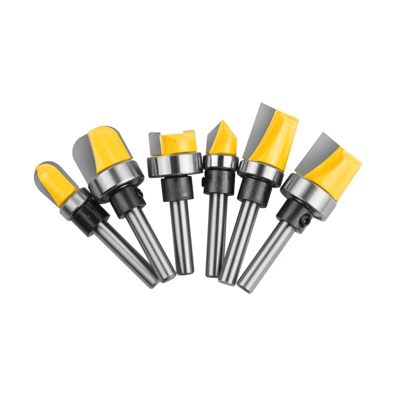 6 Shank 6-Piece set of Copying Slotting Knives Bearing Slotting Knives V-Shaped Knives Wood Router Bits