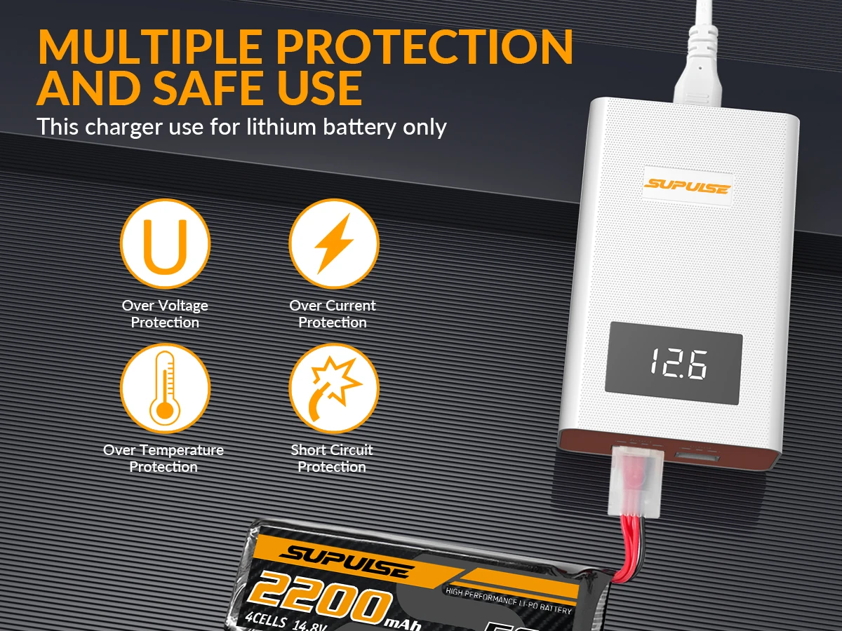 Battery Lipo Balance Charger Quick Charger 40W 3S-4S AC Charging port 7.4-14.8V air craft Li-po Charger (A4)