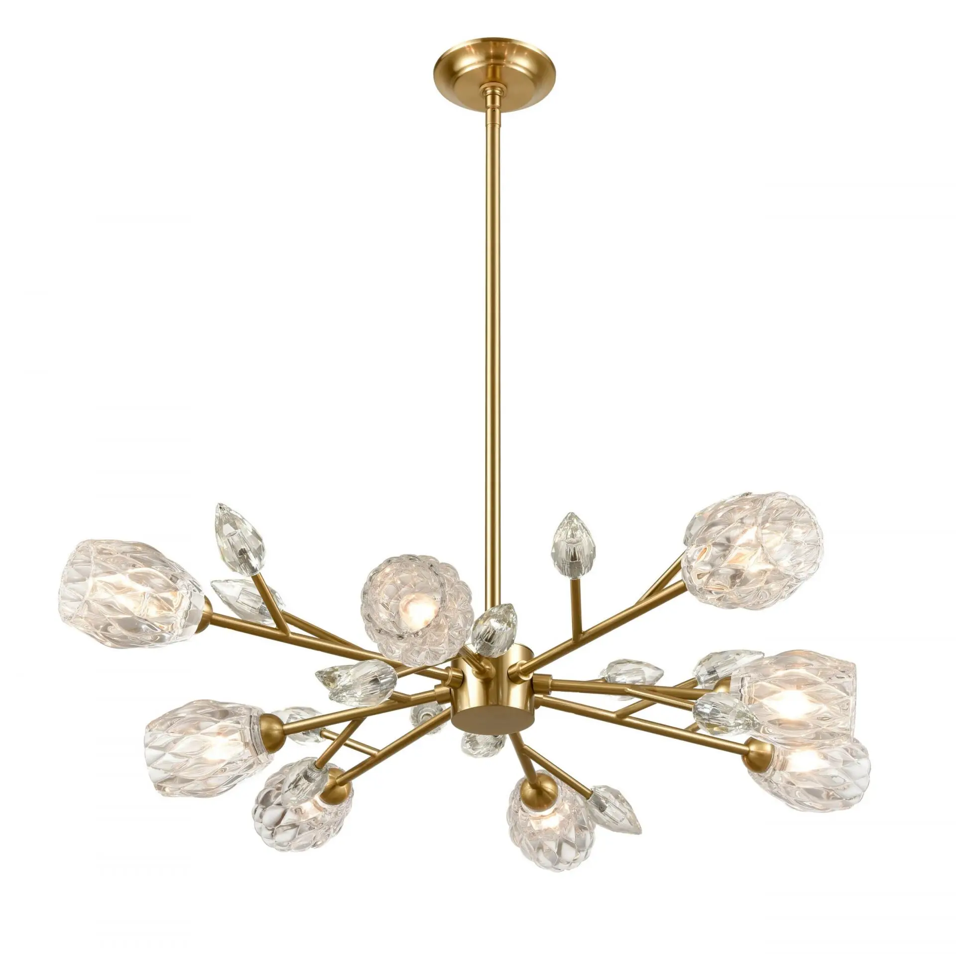 Modern Nordic Style Crystal Lampshade Gold Finished LED Chandelier Kitchen Island Living Room Hallway-Switch Controlled Hanging