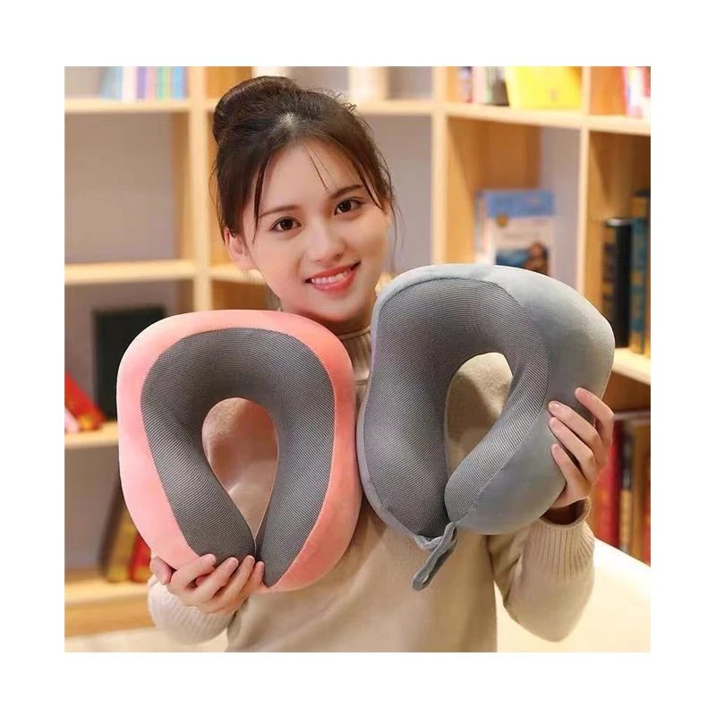 Packaging storage Airplane comfortable 2 in 1 u shaped Office memory foam deep sleep neck travel pillow