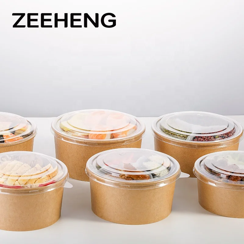 Disposable food grade takeaway personalized 750ml paper bowl salad bowl