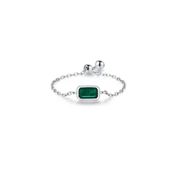 Hot Sale Sparkling Square Cubic Zirconia Ring S925 Silver Green Cz Diamond Ring For Women