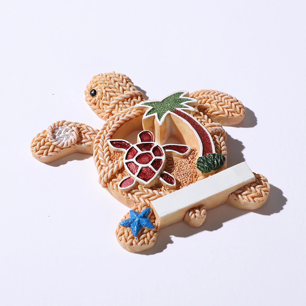 Custom Promotional Sea Turtle Resin Fridge Magnet Tourist Souvenir Beach Theme Painted Magnetic Sticker for Gifts