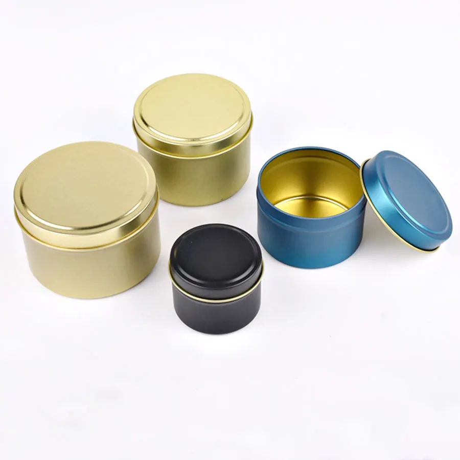 Christmas Mini Round Tin Cans Aluminum Container Metal Tin Box For Candle Packing