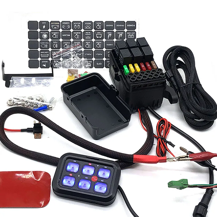 6 Gang Dimmable ON-Off 12V LED Switch Automotive Light relay control Box switch