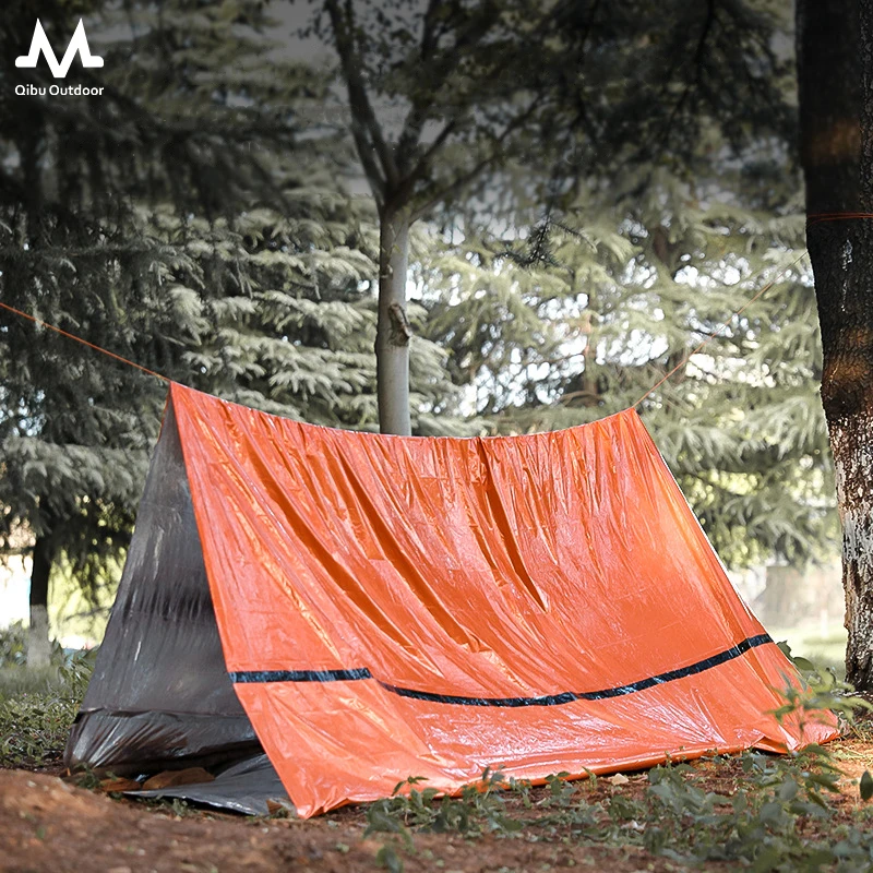 Qibu Emergency Thermal Tent Gold Camping Outdoor Weatherproof Mylar Disaster Survival Bivouac Backpacking Shelter