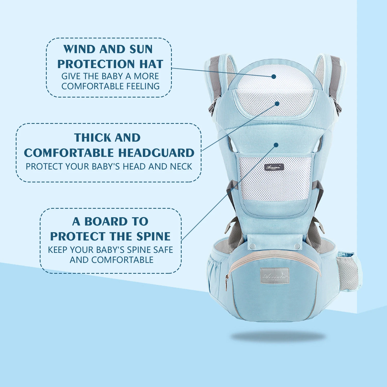 Wholesale Storage Pocket and Drool Bibs 6-in-1 Baby Carrier with Waist Stool for Mommy Daddy