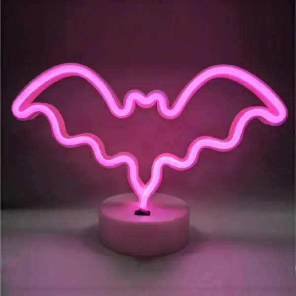 Bat shaped fancy custom wall pink halloween led flex neon light for wedding