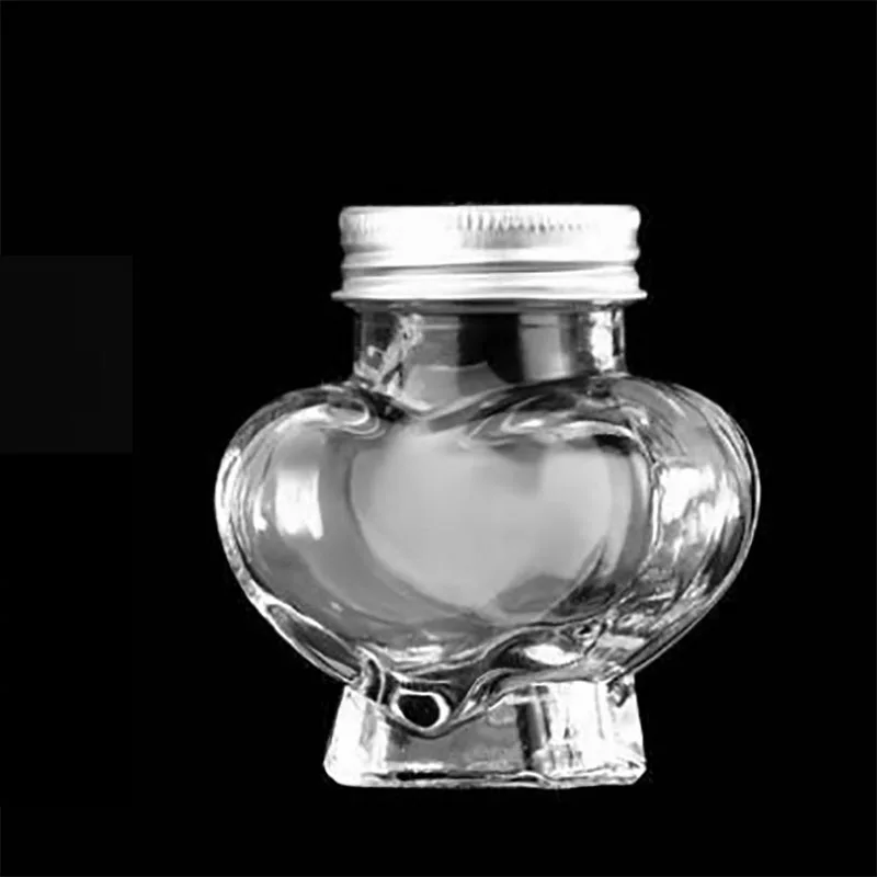 New Design Heart Shaped Wedding Gift decoration glass jars custom logo clear wishing vials Glass Bottle with cork stoppers