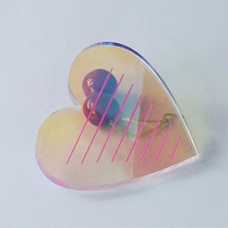 custom iridescent lash pallet tile/heart iridescent acrylic lash tile