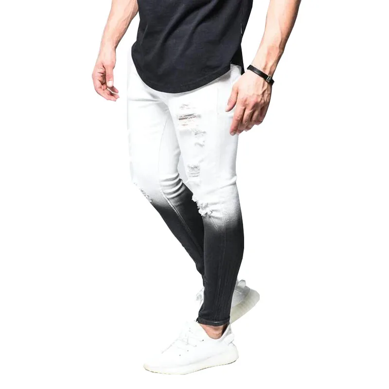 
 Горячая Распродажа Модные индивидуальные сексуальные мужские цветные высокие белые узкие джинсы для дискотеки сексуальные брюки  