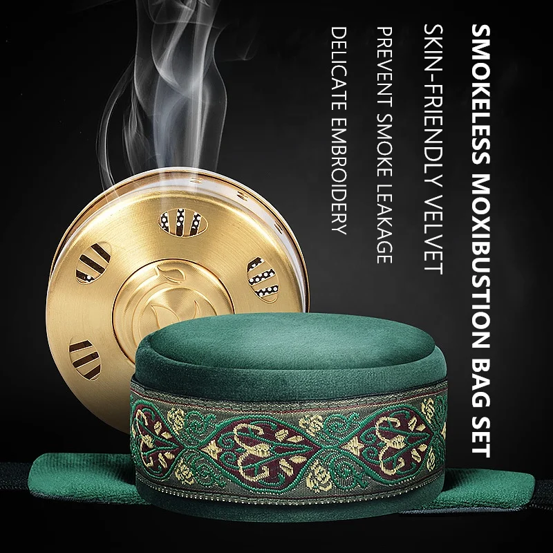 new one unit green smokeless moxibustion bag set prevent smoke leakage