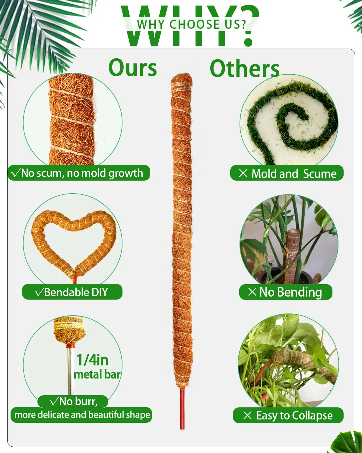 Bendable Moss Pole Monstera Plant Stakes for Indoor Plants Monstera Pole for Climbing Plants to Grow Upwards