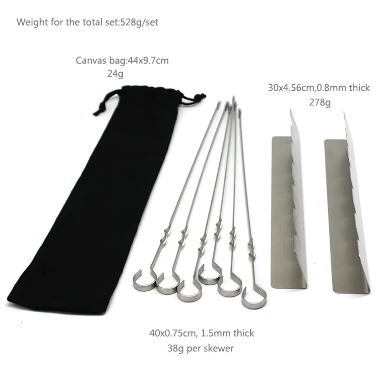 Skewers Stand Stainless Steel Skewer Holder Rack 6 Pcs BBQ Shish Kabob Skewers with Roasting Holder for Grills Oven and Smoker