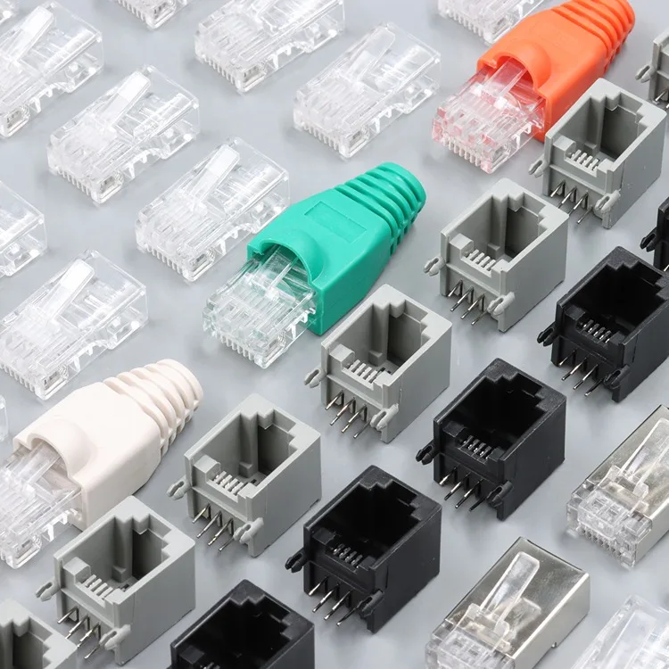 Модульная штепсельная вилка Ethernet RJ45, Разъем Cat5, экранированный RJ 45 RJ-45 Cat6 Cat6A Cat 5 6, проходной разъем для загрузки UTP 8P8C, производитель