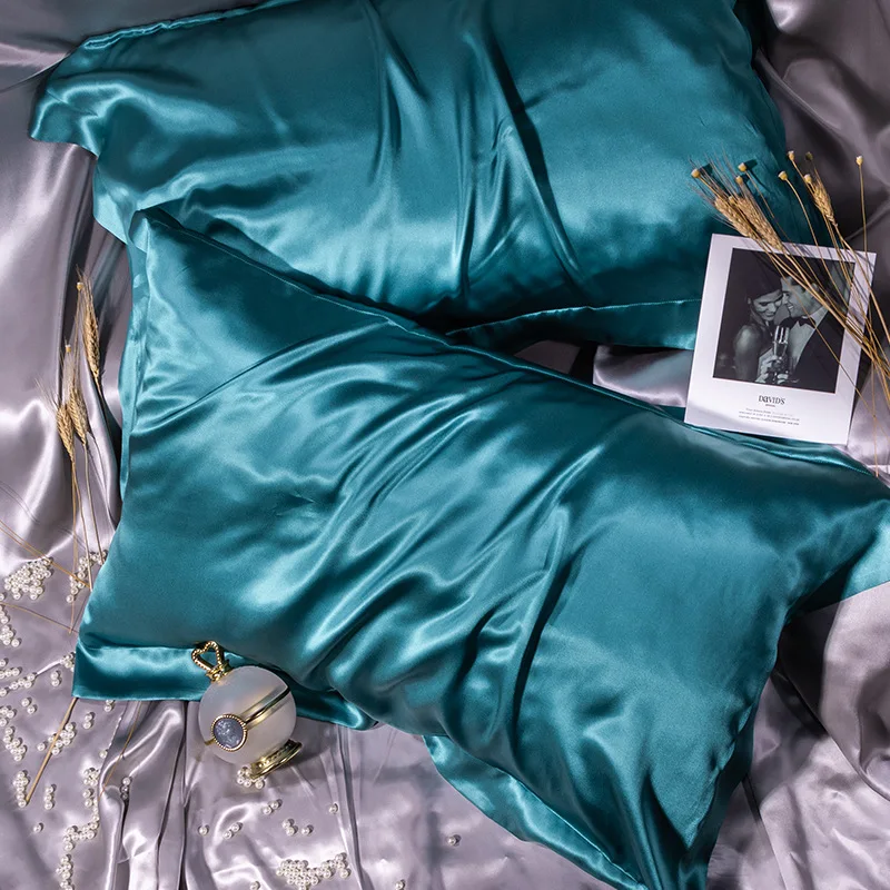 TS Standard Size Anti Wrinkle Custom Logo Pillow Cases Silk And Satin Luxury Soft Cooling Touch Summer Pillow Case