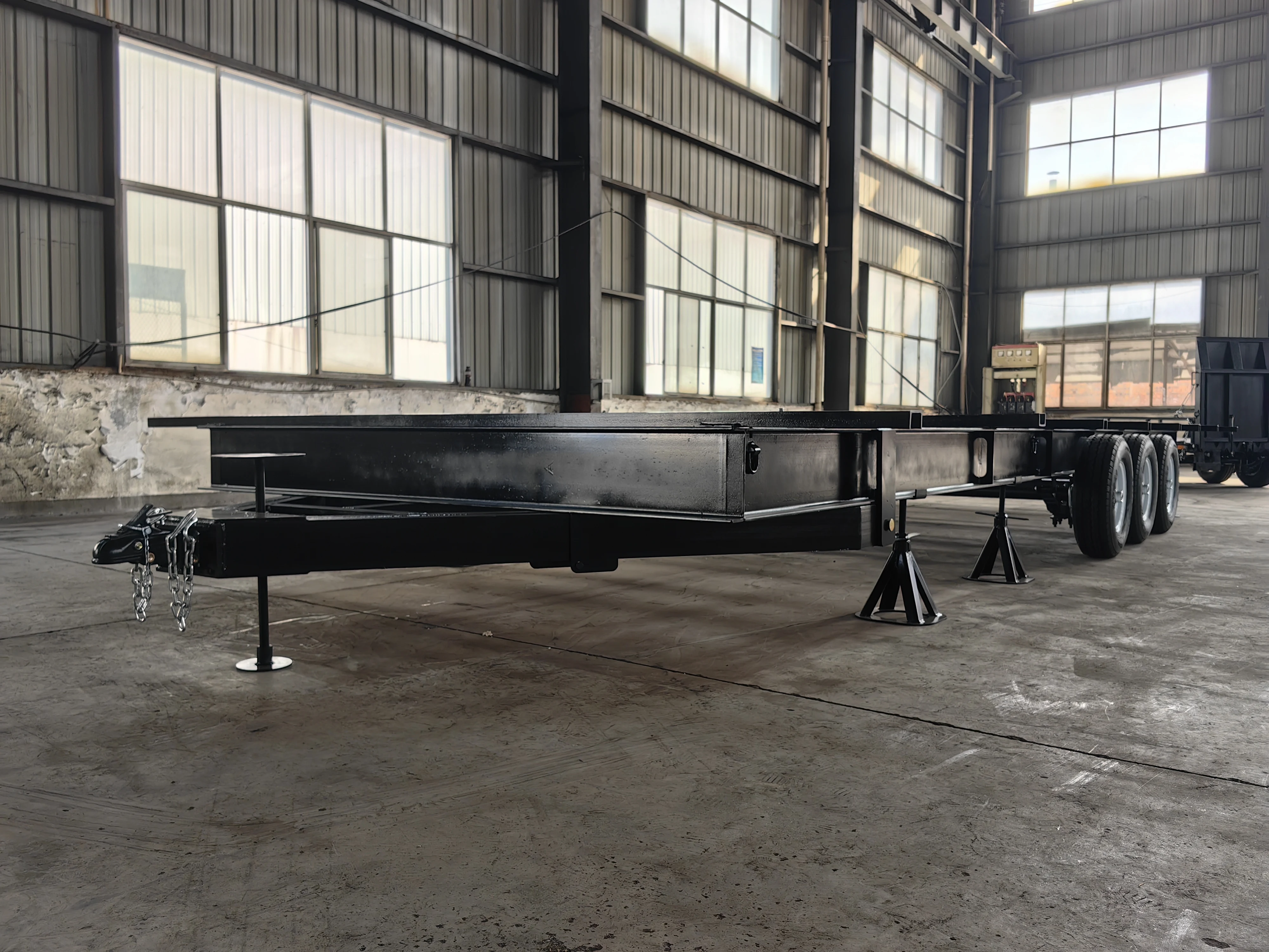 Truck Container Frame House Base Trailer Chassis Heavy Duty Max OEM Steel Truck Trailer 8 Cars Semi-trailer Brake CN;ZHE