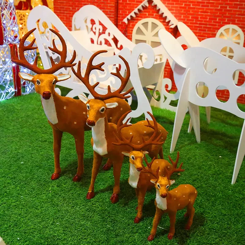 Outdoor Folk Art Fiberglass Reindeer Statue Christmas Eve Animal Resin Figurine Decoration Gift