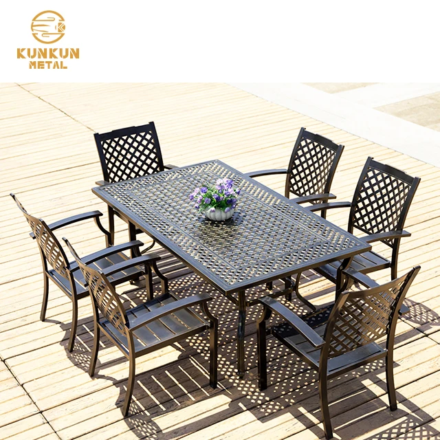 Europe and America Popular patio cast aluminum chairs dining sets outdoor dining set with table and chair for garden
